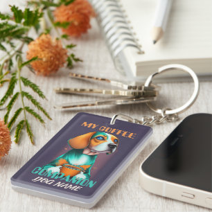 Beagle koffie metgezel grappige Beagle eigenaar Sleutelhanger