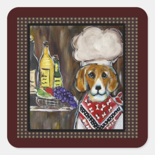BEAGLE KOK VIERKANTE STICKER