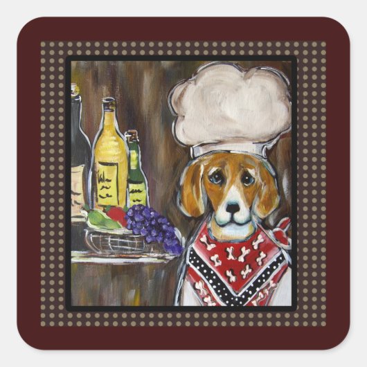 BEAGLE KOK VIERKANTE STICKER (Voorkant)