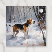 Beagle Laat het Sneeuwen Kerstmis Bedankjes Labels (Achterkant)