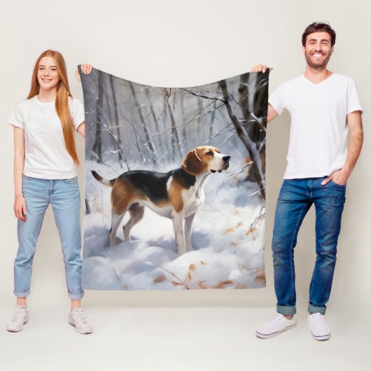 Beagle Laat het Sneeuwen Kerstmis Fleece Deken (In situ)