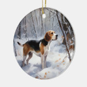 Beagle Laat het Sneeuwen Kerstmis Keramisch Ornament (Links)