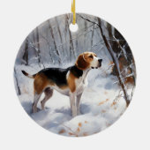 Beagle Laat het Sneeuwen Kerstmis Keramisch Ornament (Achterkant)