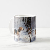 Beagle Laat het Sneeuwen Kerstmis Koffiemok (Voorkant links)