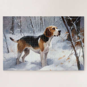 Beagle Laat het Sneeuwen Kerstmis Legpuzzel
