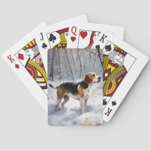 Beagle Laat het Sneeuwen Kerstmis Pokerkaarten