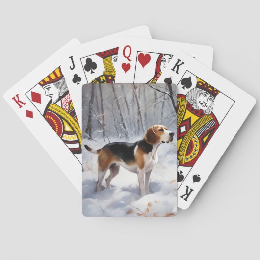 Beagle Laat het Sneeuwen Kerstmis Pokerkaarten (Achterkant)