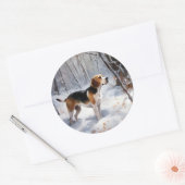 Beagle Laat het Sneeuwen Kerstmis Ronde Sticker (Envelop)