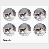 Beagle Laat het Sneeuwen Kerstmis Ronde Sticker (Vel)