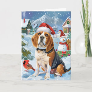 Beagle Laat het Sneeuwen Kerstvakantie Kaart