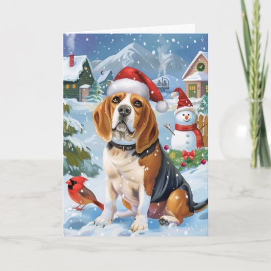 Beagle Laat het Sneeuwen Kerstvakantie Kaart (Voorkant)