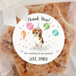 Beagle laat hond verjaardag dank u ronde sticker