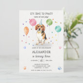 Beagle laat Pawty Dog Puppy Birthday Blue Kaart (Staand voorkant)