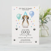 Beagle laat Pawty Dog Puppy Birthday Blue Kaart (Staand voorkant)