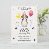 Beagle laat pawty Dog Puppy Birthday Roze Kaart (Staand voorkant)
