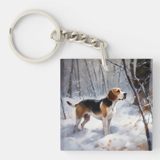 Beagle Let It Snow Kerstmis  Sleutelhanger (Voorkant)
