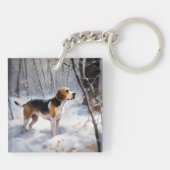 Beagle Let It Snow Kerstmis  Sleutelhanger (Achterkant)