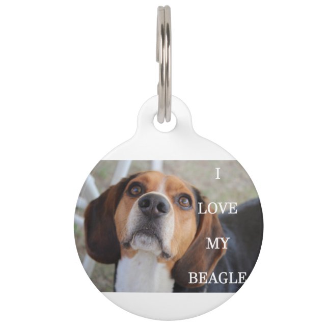 beagle liefde met zwart rood wit huisdierpenning (Voorkant)
