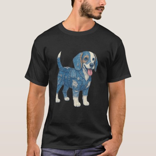 Beagle liefhebber denim patchwork Beagle moeder Be T-shirt (Voorkant)