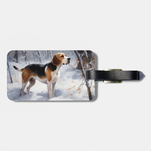 Beagle liet het sneeuwen Kerstmis Bagagelabel (Achterkant horizontaal)