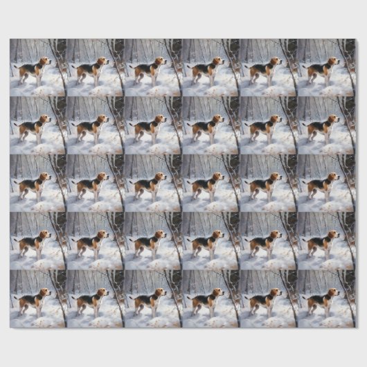 Beagle liet het sneeuwen Kerstmis Cadeaupapier (Vlak)