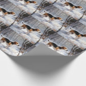Beagle liet het sneeuwen Kerstmis Cadeaupapier (Hoek)