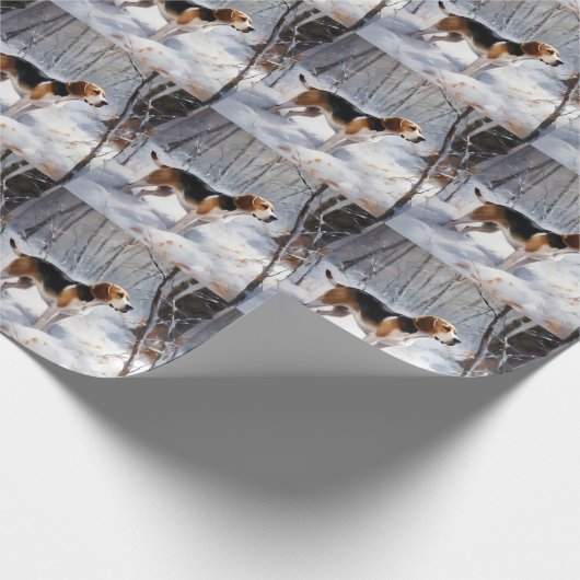 Beagle liet het sneeuwen Kerstmis Cadeaupapier (Hoek)