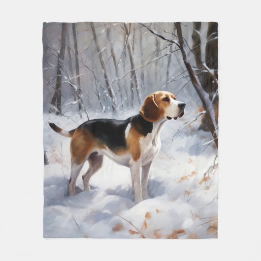 Beagle liet het sneeuwen Kerstmis Fleece Deken (Voorkant)
