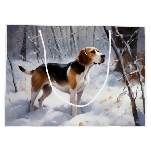 Beagle liet het sneeuwen Kerstmis Groot Cadeauzakje (Achterkant)