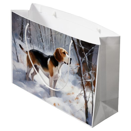 Beagle liet het sneeuwen Kerstmis Groot Cadeauzakje (Achterkant Gekanteld)