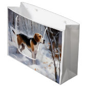 Beagle liet het sneeuwen Kerstmis Groot Cadeauzakje (Voorkant Gekanteld)