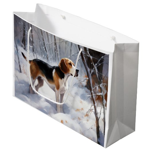 Beagle liet het sneeuwen Kerstmis Groot Cadeauzakje (Voorkant Gekanteld)