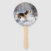 Beagle liet het sneeuwen Kerstmis Handwaaier (Achterkant)