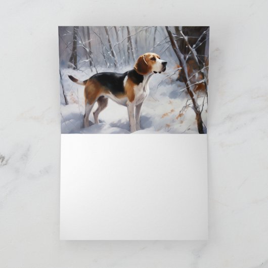 Beagle liet het sneeuwen Kerstmis Kaart (Binnen)