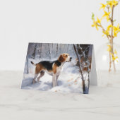 Beagle liet het sneeuwen Kerstmis Kaart (Gele Bloem)