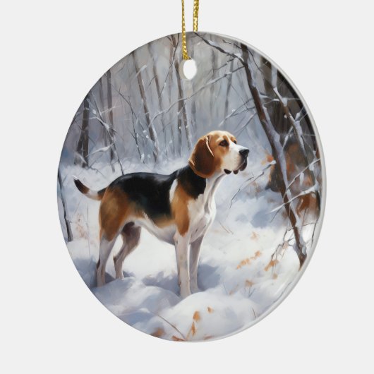 Beagle liet het sneeuwen Kerstmis Keramisch Ornament (Links)