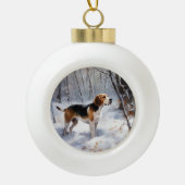 Beagle liet het sneeuwen Kerstmis Keramische Bal Ornament (Voorkant)