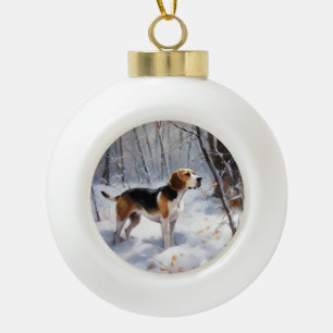 Beagle liet het sneeuwen Kerstmis Keramische Bal Ornament