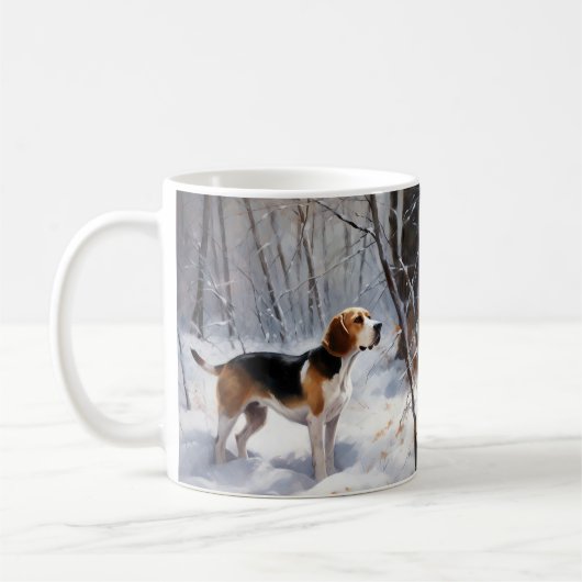 Beagle liet het sneeuwen Kerstmis Koffiemok (Links)