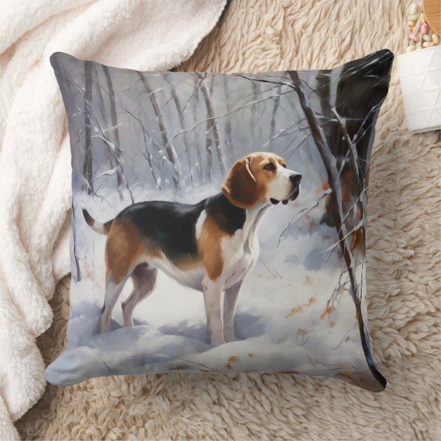 Beagle liet het sneeuwen Kerstmis Kussen (Deken)