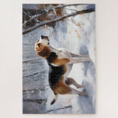 Beagle liet het sneeuwen Kerstmis Legpuzzel (Verticaal)
