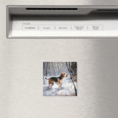 Beagle liet het sneeuwen Kerstmis Magneet (Insitu (Vaatwasser))