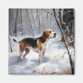 Beagle liet het sneeuwen Kerstmis Magneet (Voorkant)