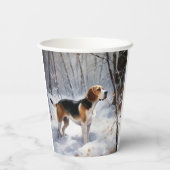 Beagle liet het sneeuwen Kerstmis Papieren Bekers (Achterkant)