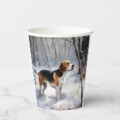 Beagle liet het sneeuwen Kerstmis Papieren Bekers (Voorkant)