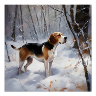 Beagle liet het sneeuwen Kerstmis Perfect Poster