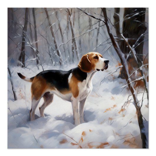 Beagle liet het sneeuwen Kerstmis Perfect Poster (Voorkant)