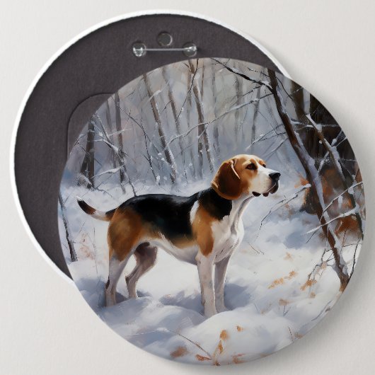 Beagle liet het sneeuwen Kerstmis Ronde Button 6,0 Cm (Voorkant /achterkant)