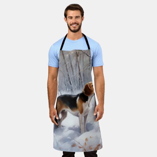 Beagle liet het sneeuwen Kerstmis Schort (Gedragen)