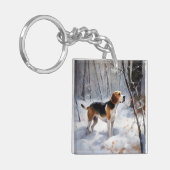 Beagle liet het sneeuwen Kerstmis Sleutelhanger (Voorkant Links)